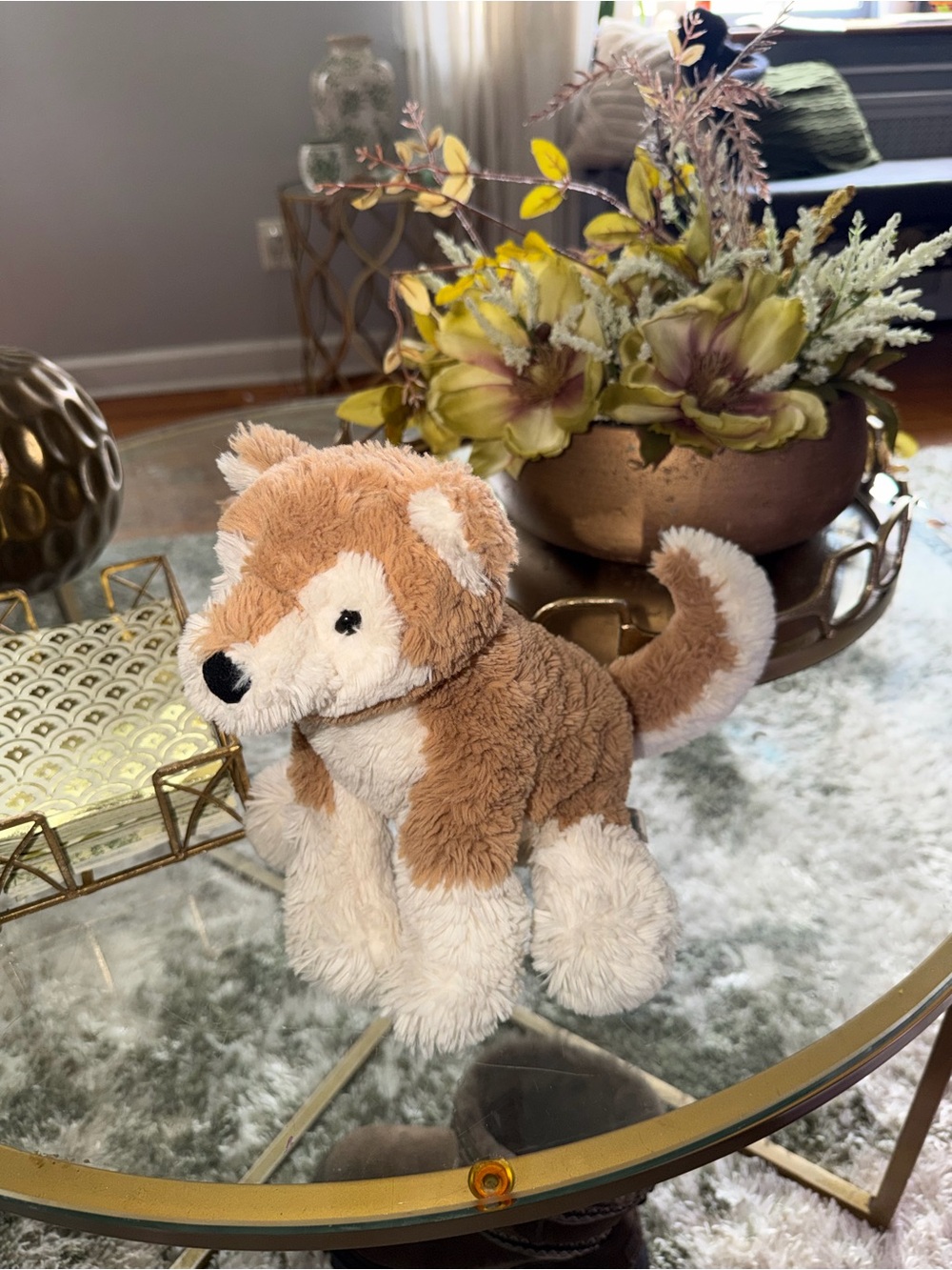 Jellycat Plush Tan and Cream Fox Accent Pillow Buddy